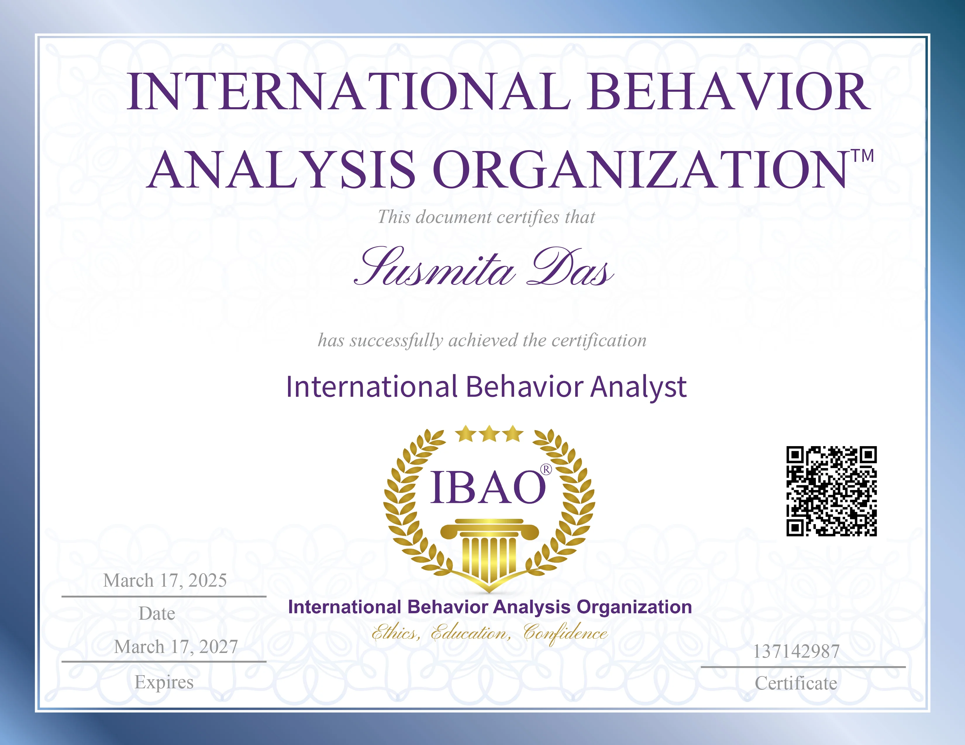 IBAO Certification - International Behavior Analyst